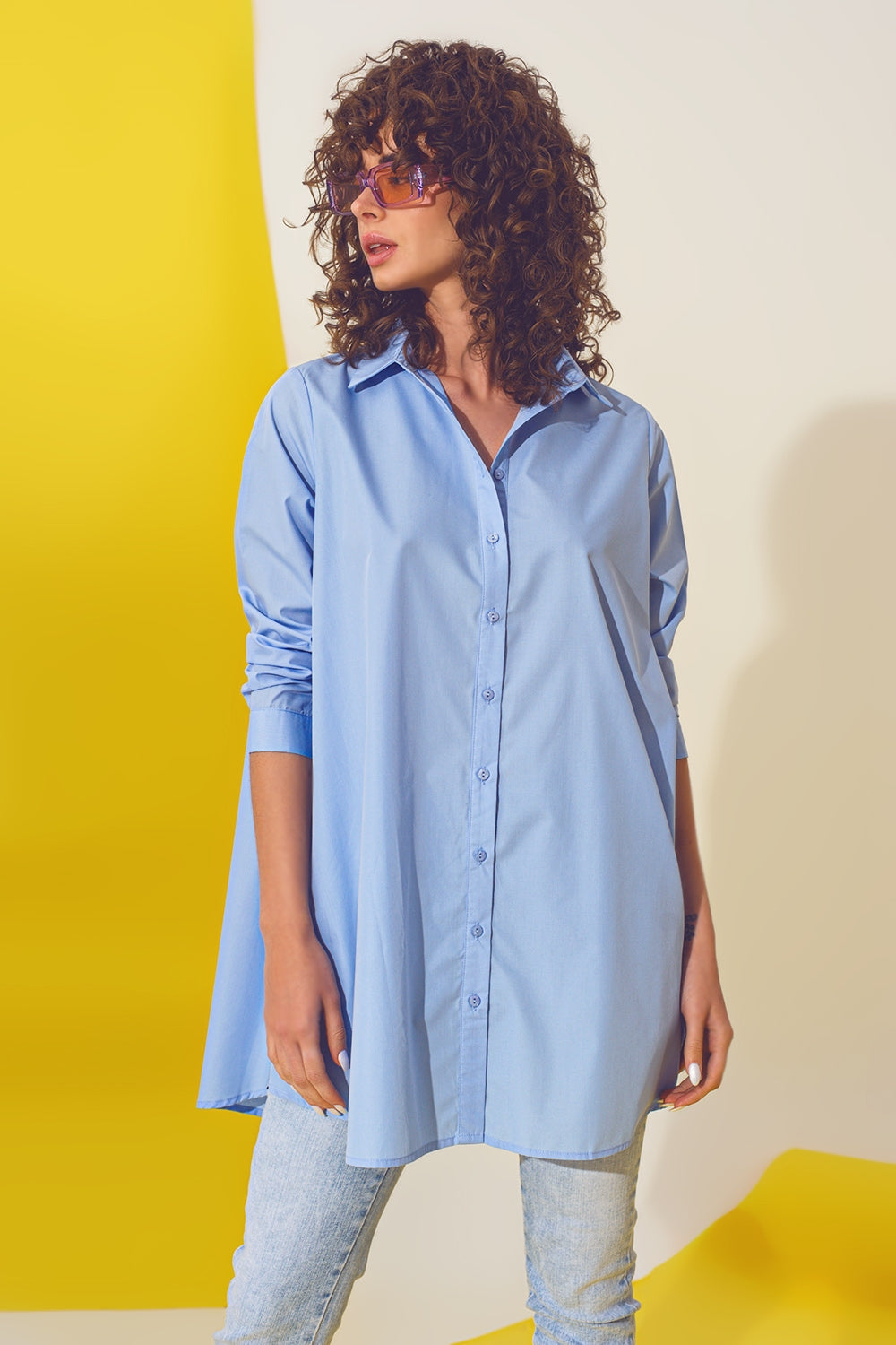 Camisa extragrande en azul claro