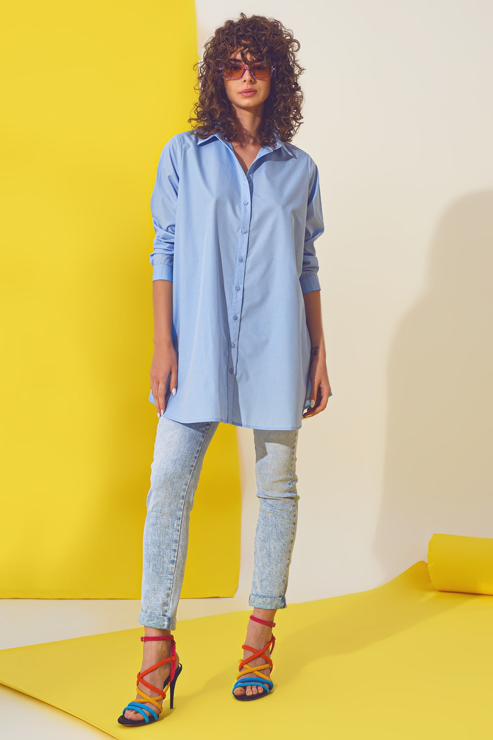 Camisa extragrande en azul claro