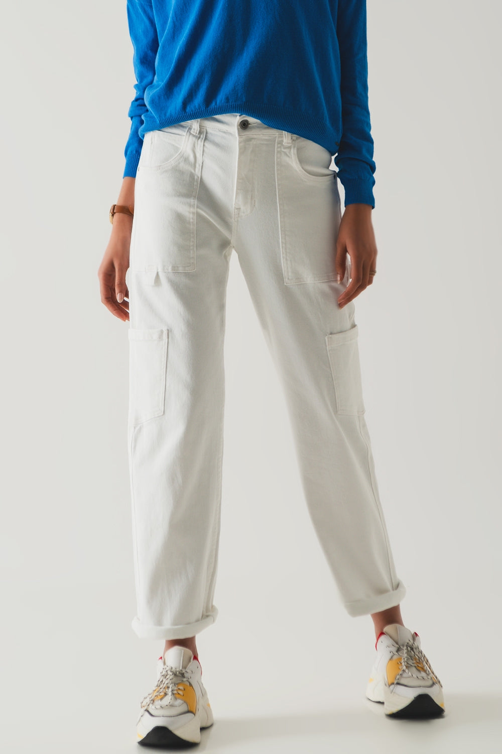 Pantalones cargo en blanco