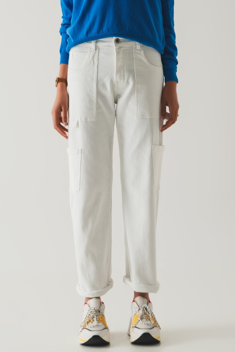 Pantalones cargo en blanco