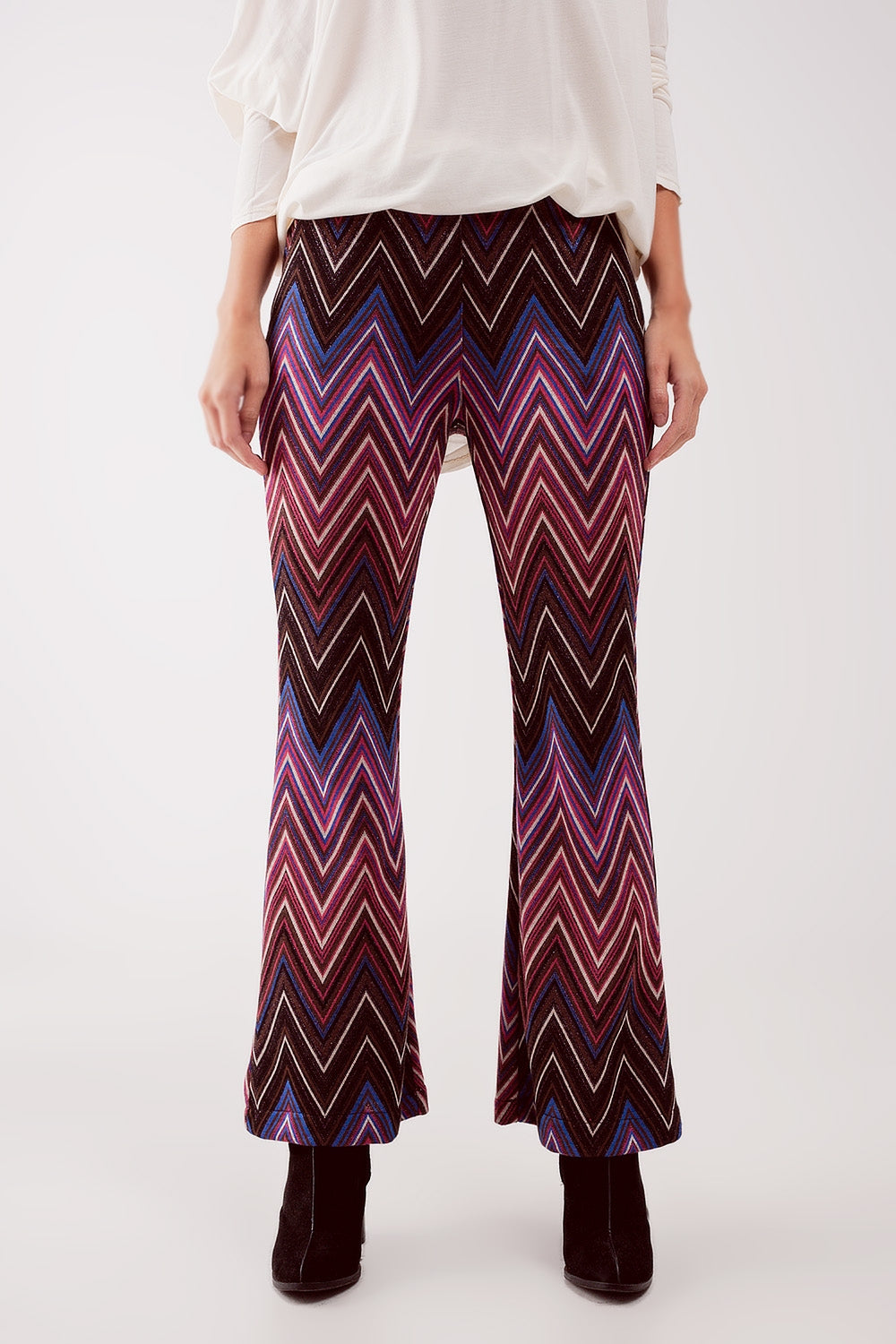 Pantalones con estampado geométrico fucsia