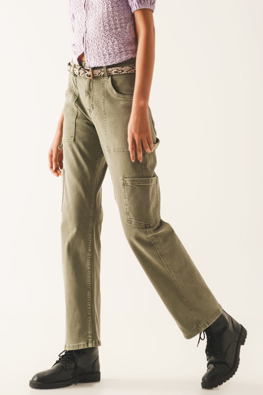 Q2 Pantalones cargo en caqui