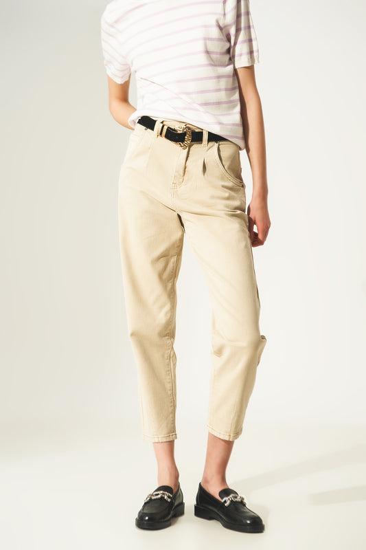 Q2 Vaqueros tobilleros en beige
